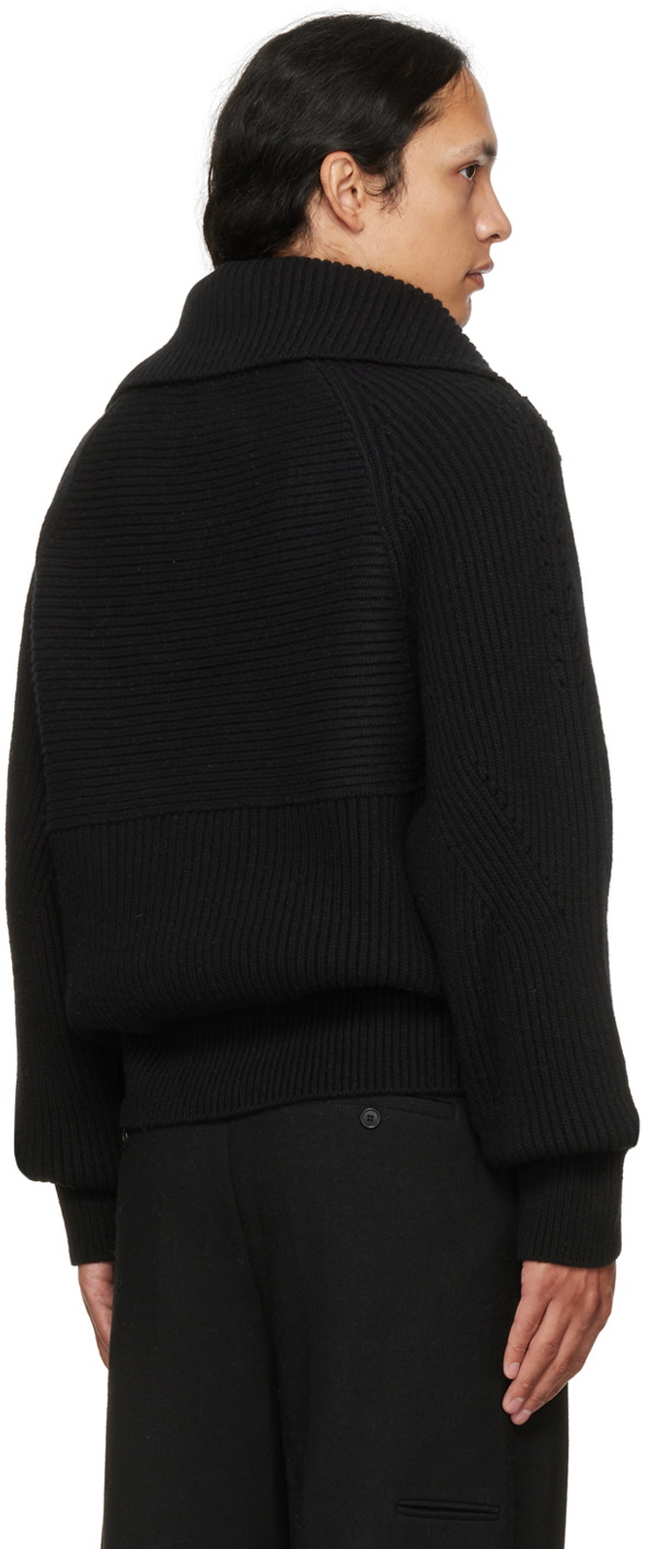 Recto Black Oversized Collar Cardigan Recto