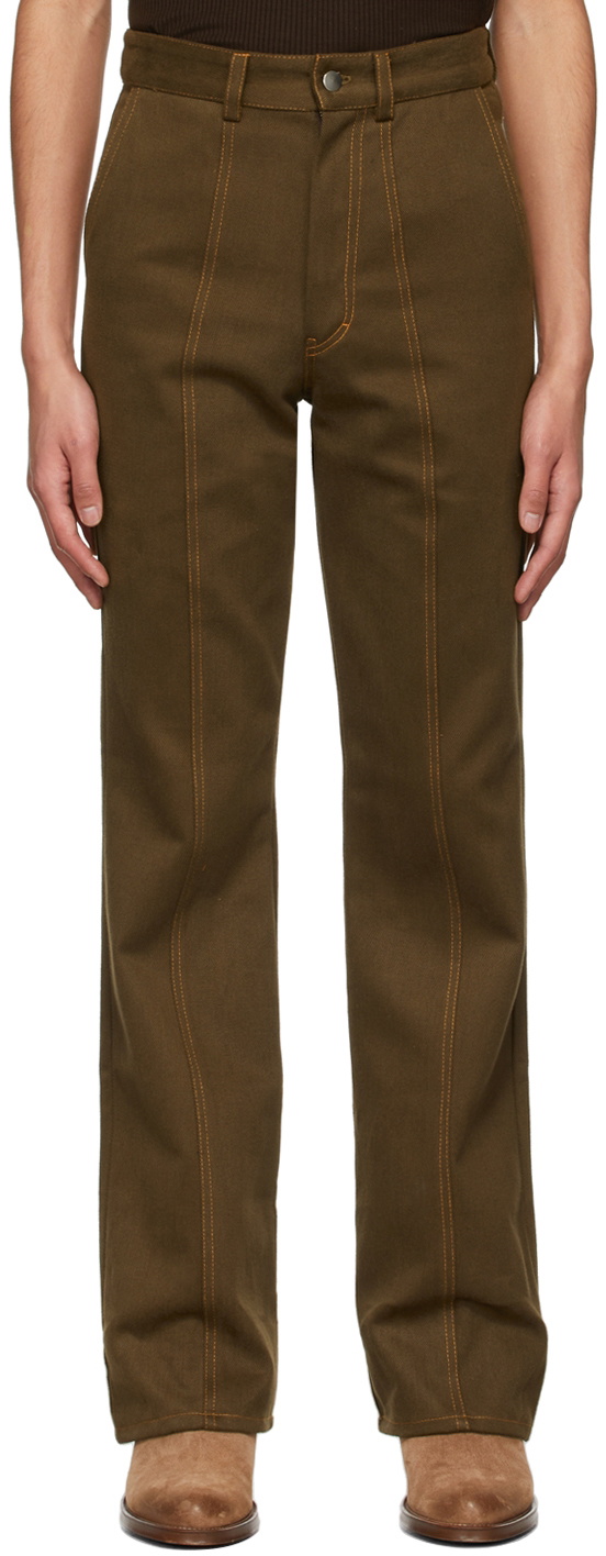 Phlemuns Ssense Exclusive Brown Cotton Trousers Phlemuns