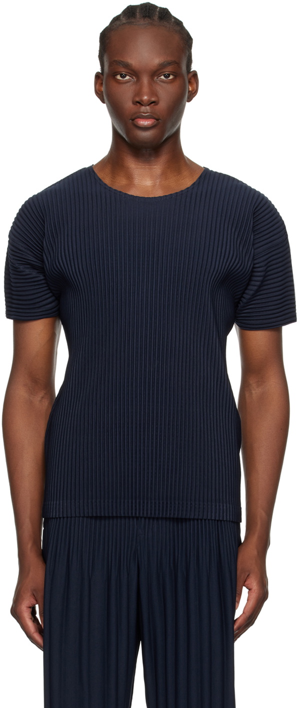 Homme Pliss Issey Miyake Navy Basics T Shirt Homme Plisse Issey Miyake