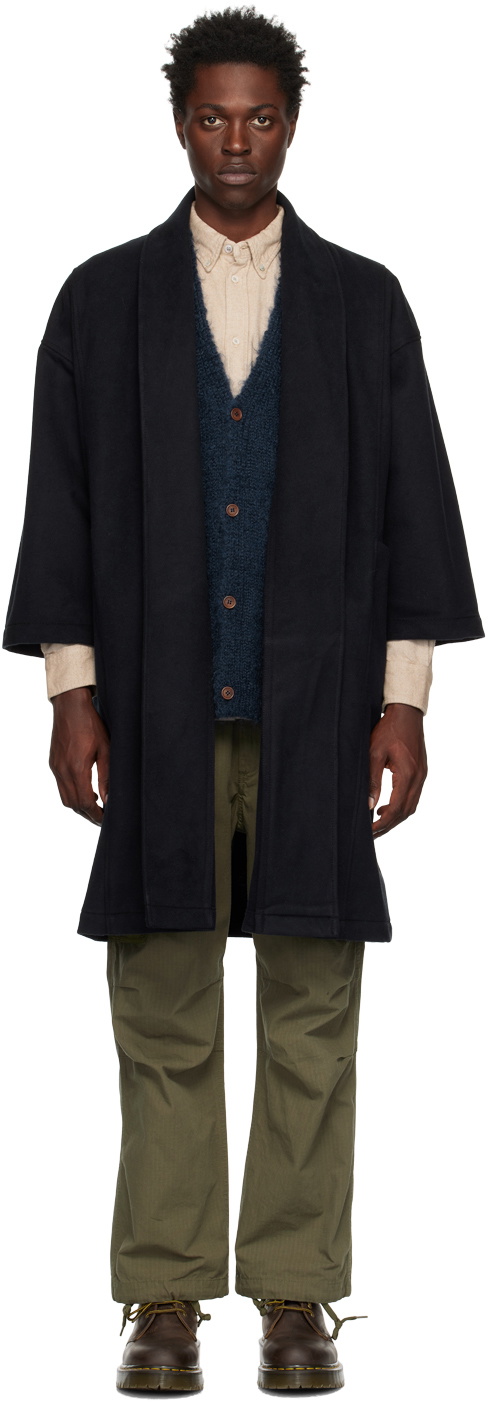 Naked Famous Denim SSENSE Exclusive Black Shawl Collar Coat Naked And