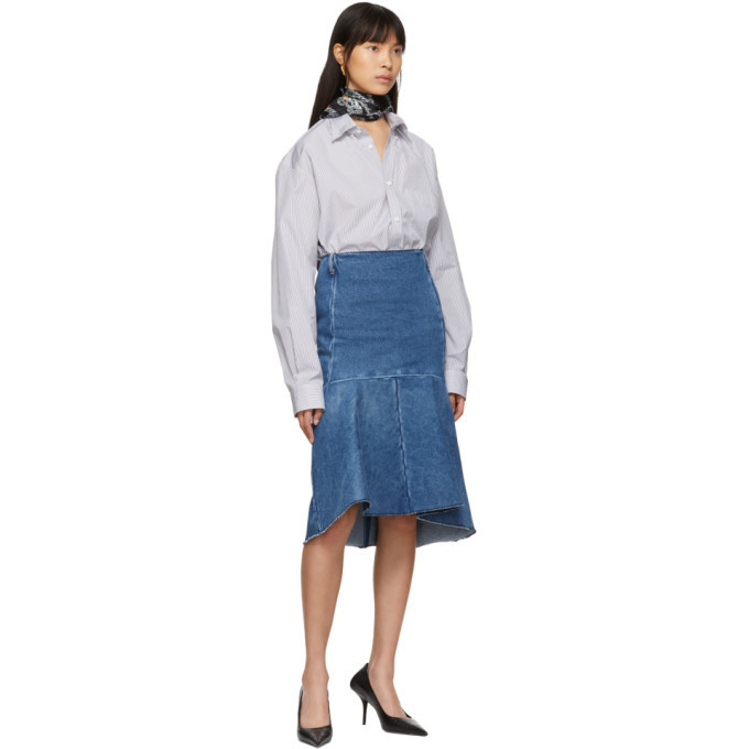 Balenciaga Blue Denim Godet Skirt Balenciaga