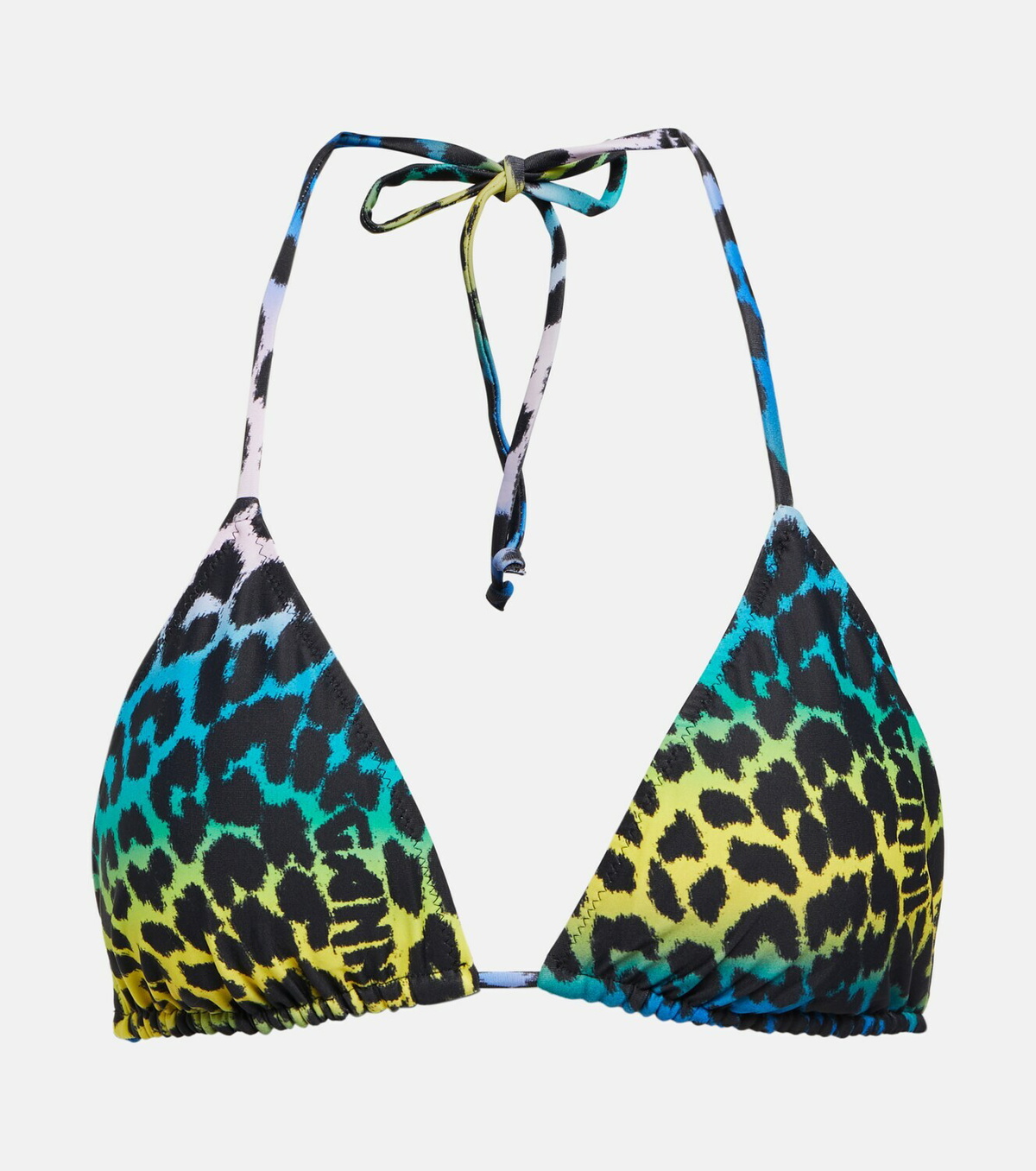 Ganni Leopard Print Triangle Bikini Top Ganni