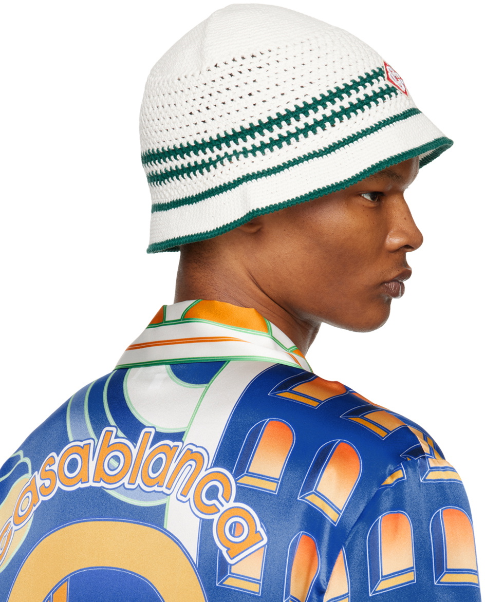 Casablanca Green White Tennis Bucket Hat Casablanca