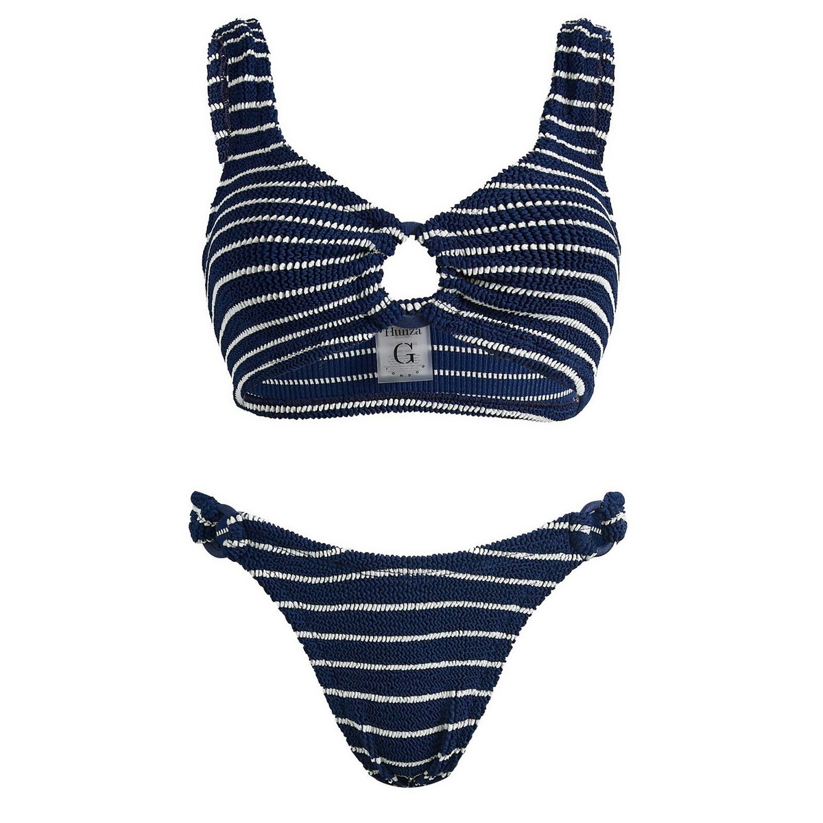 Hunza G Women S Hallie Covered Hoop Bikini In Navy White Hunza G