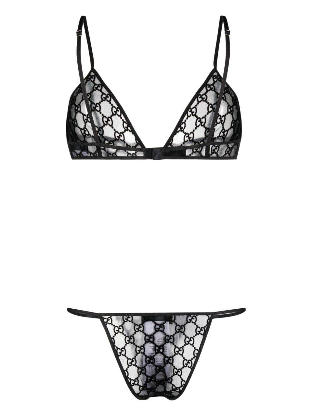 Gucci Gg Embriodered Tulle Lingerie Set Gucci