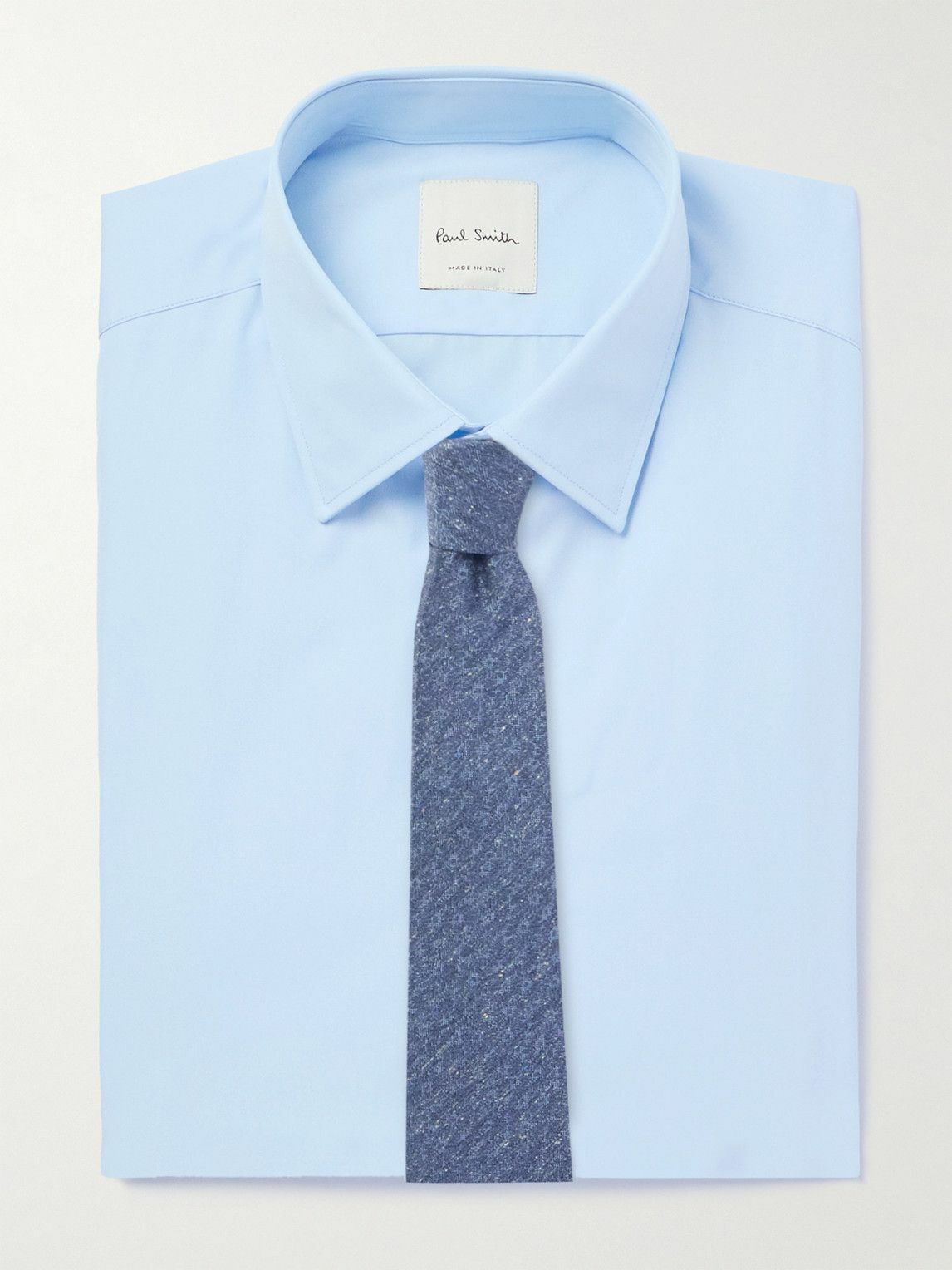 Paul Smith Slim Fit Cutaway Collar Cotton Poplin Shirt Blue Paul Smith