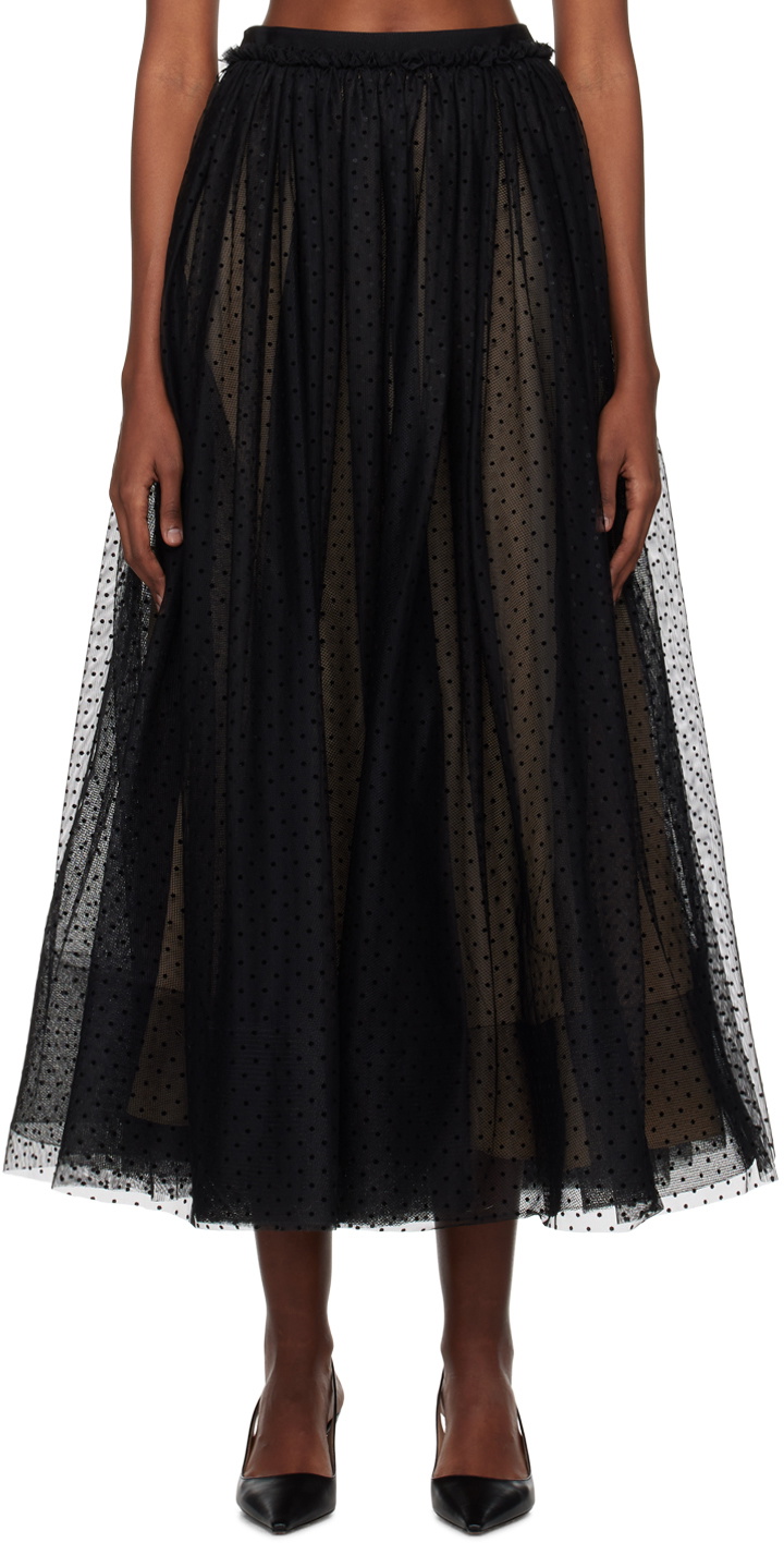 Erdem Black Polka Dot Midi Skirt Erdem