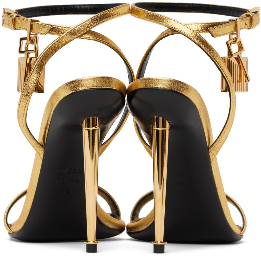 TOM FORD Gold Padlock Pointy Naked Heeled Sandals TOM FORD