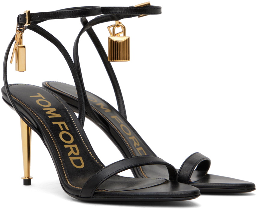 TOM FORD Black Padlock Pointy Naked Heeled Sandals TOM FORD