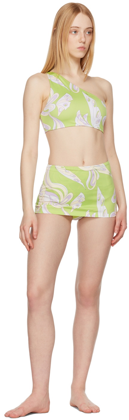 Emilio Pucci Green Farfalle One Shoulder Bikini Top Emilio Pucci