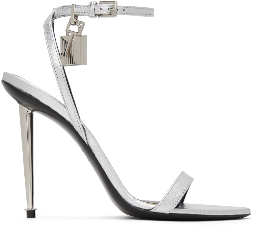 Tom Ford Silver Padlock Pointy Naked Sandals Tom Ford