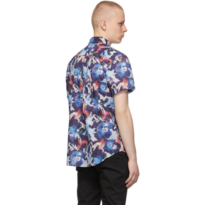 Naked And Famous Denim Multicolor Abstract Flower Easy Short Sleeve