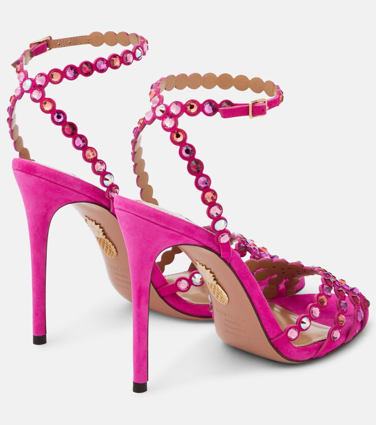 Aquazzura Tequila Embellished Suede Sandals Aquazzura