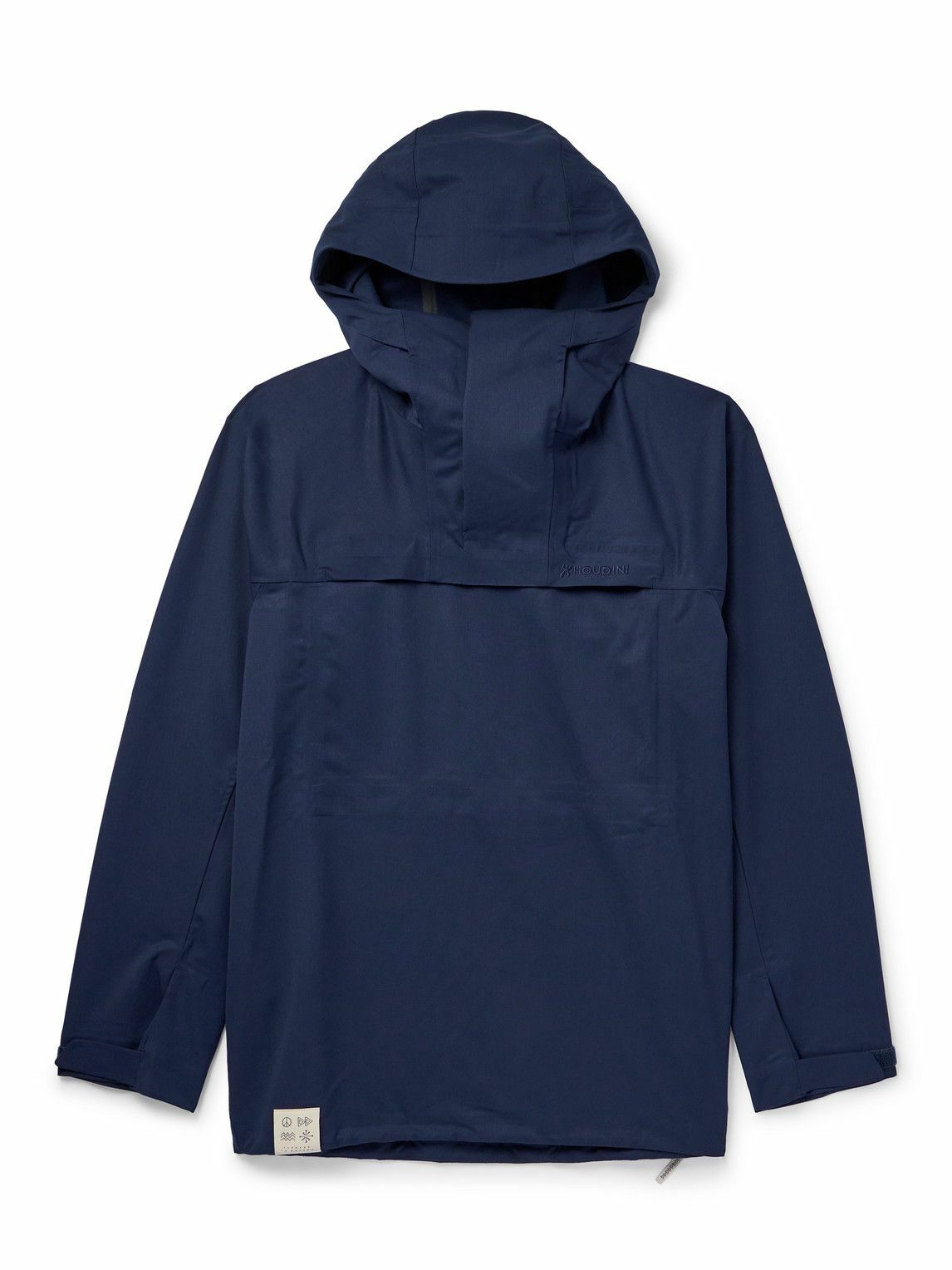 Mr P Houdini Logo Embroidered Wool Shell Hooded Jacket Blue Mr P