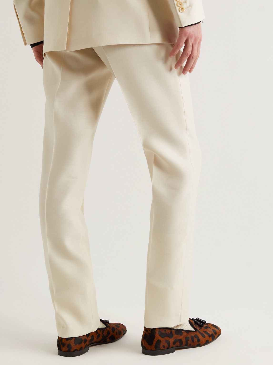 TOM FORD Cooper Straight Leg Wool And Silk Blend Poplin Trousers