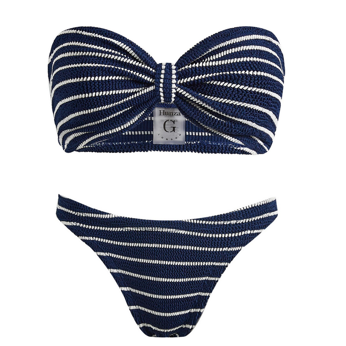 Hunza G Women S Jean Bandeau Bikini In Navy White Hunza G