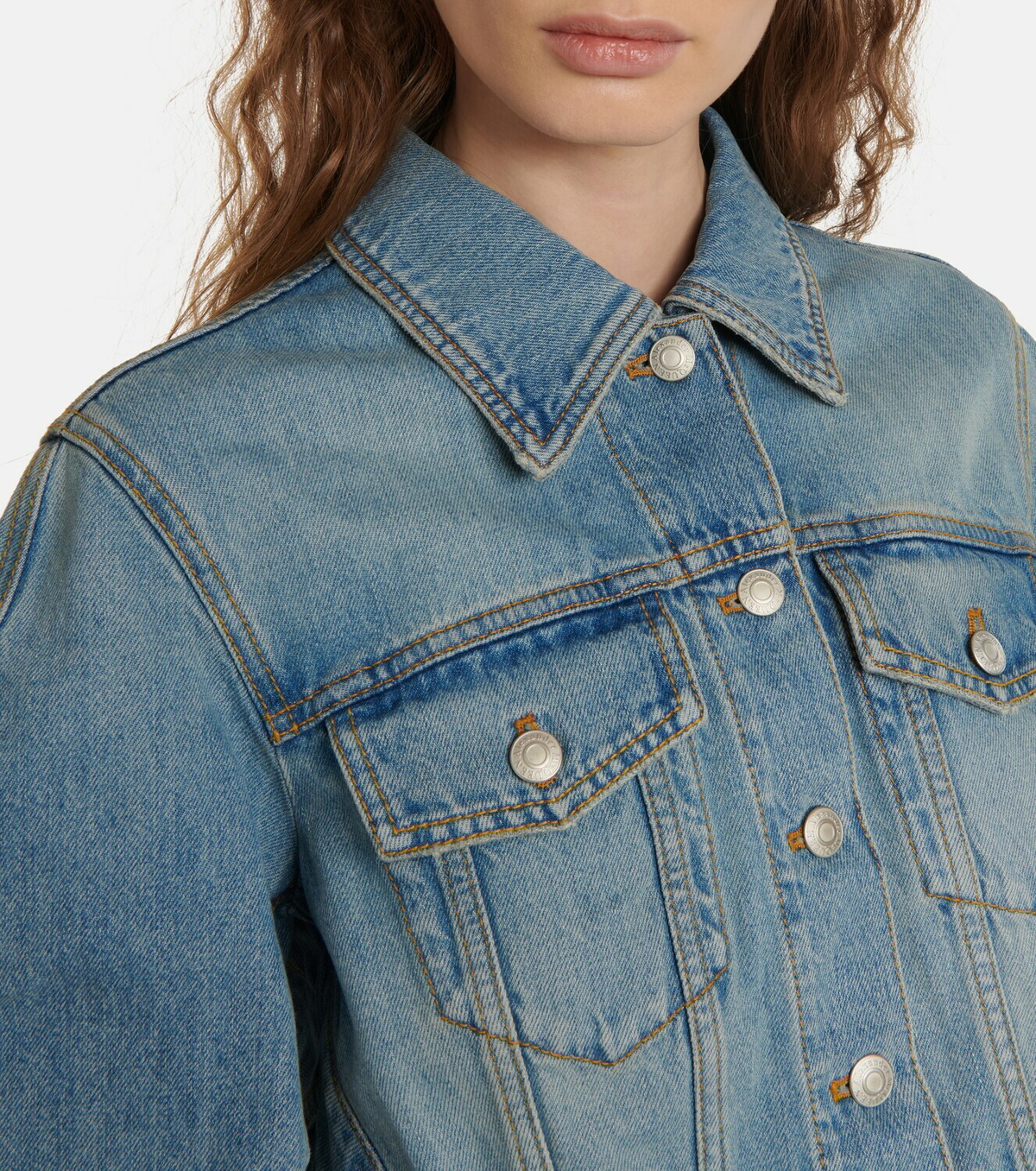 Alexander McQueen Puff Sleeve Cropped Denim Jacket Alexander McQueen