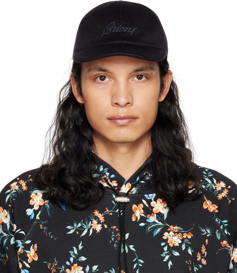 Brioni Navy Embroidered Cap Brioni