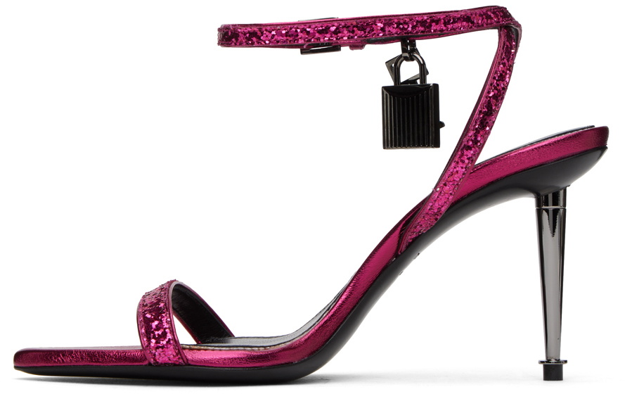 TOM FORD Pink Padlock Pointy Naked Heeled Sandals TOM FORD