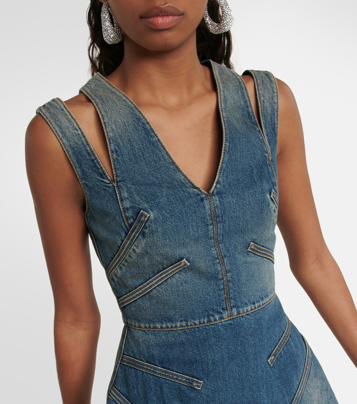 Alexander McQueen Cutout Denim Minidress Alexander McQueen