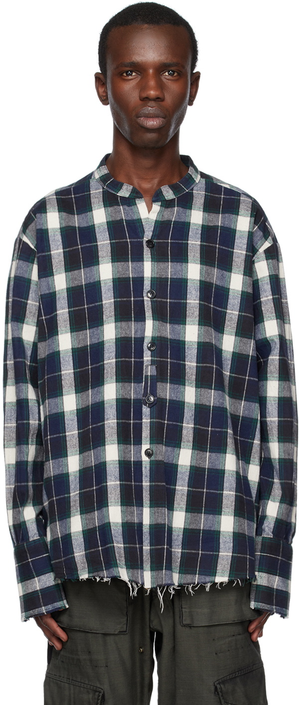 Greg Lauren Blue Green Plaid Shirt Greg Lauren