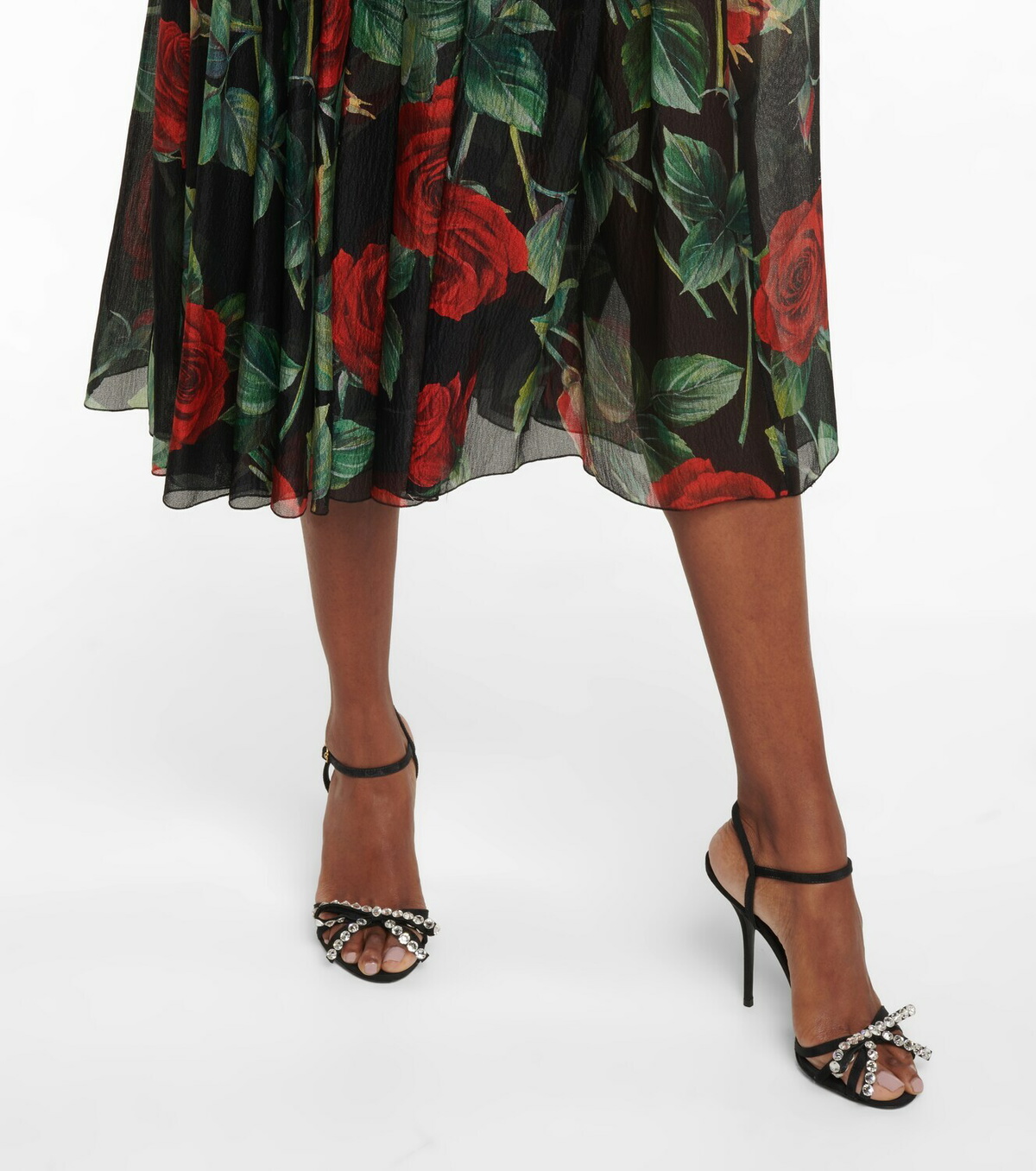 Dolce Gabbana Floral Silk Cr Pon Midi Dress Dolce Gabbana