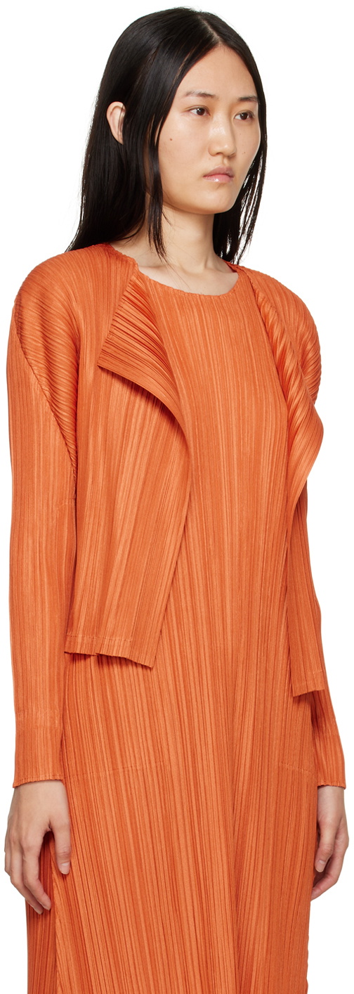 Pleats Please Issey Miyake Orange Mellow Pleats Cardigan Pleats Please