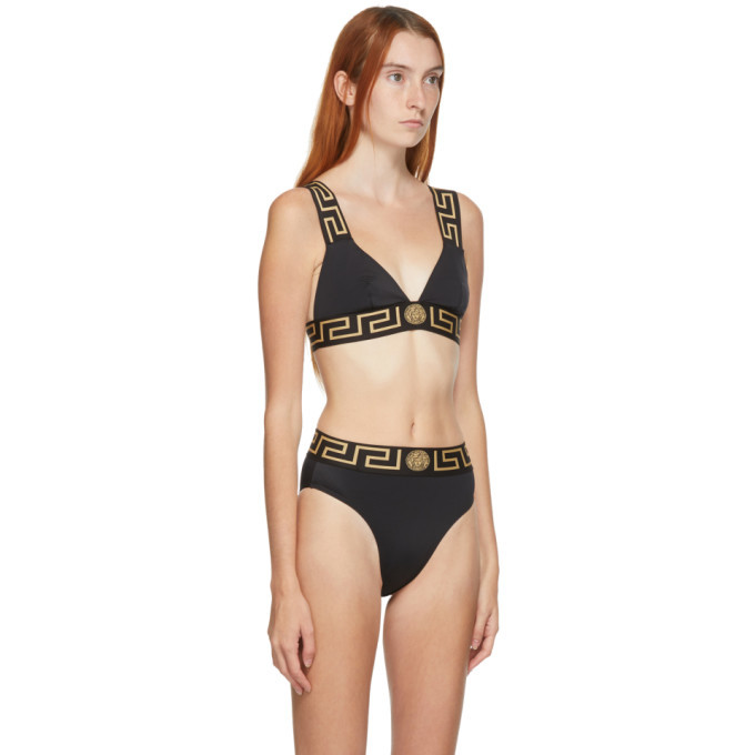 Versace Underwear Black Thick Band Medusa Bikini Top Versace Underwear