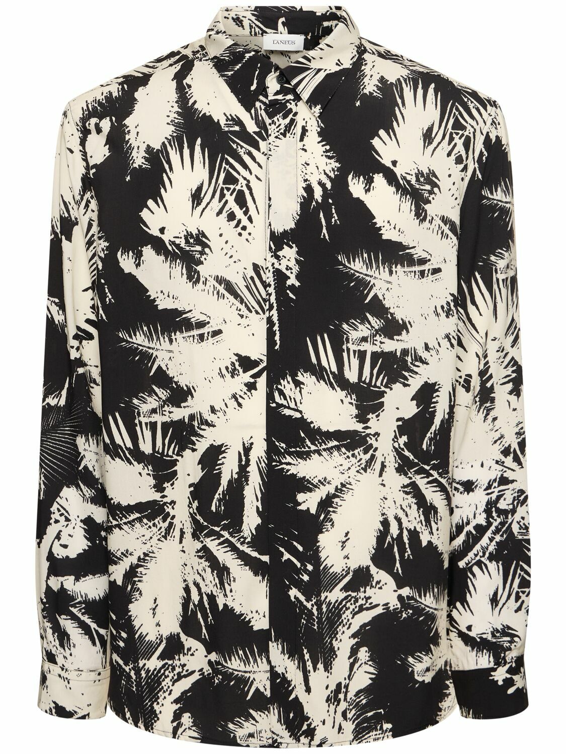 LANEUS Palm Print Viscose Shirt Laneus