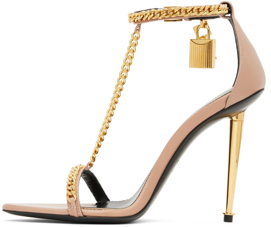 Tom Ford Taupe Padlock Pointy Naked Heeled Sandals Tom Ford