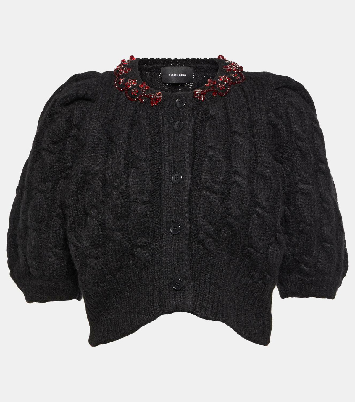 Simone Rocha Cable Knit Alpaca Blend Cardigan Simone Rocha