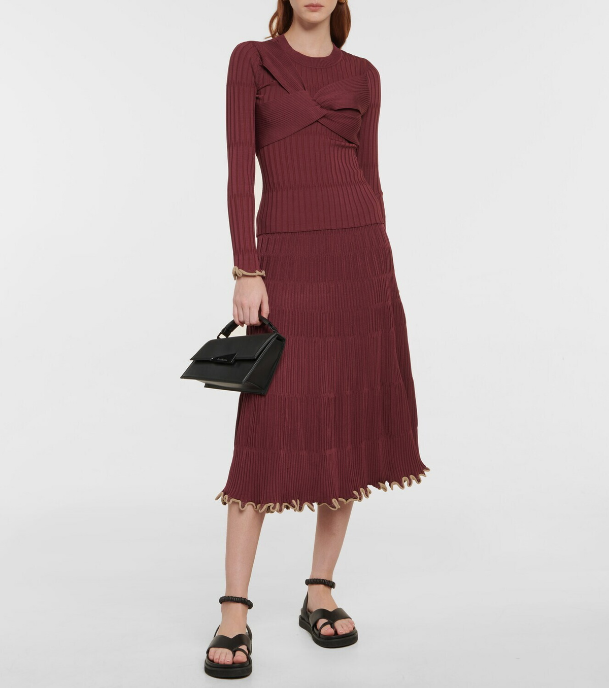 Simkhai Malia Ribbed Knit Midi Skirt Simkhai