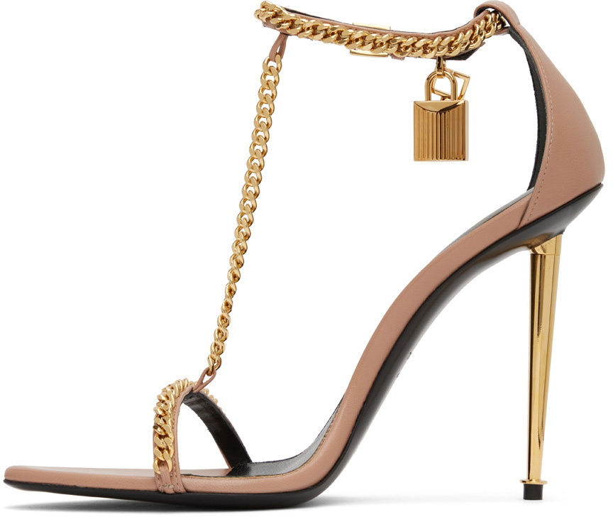 Tom Ford Beige Padlock Naked Heeled Sandals Tom Ford