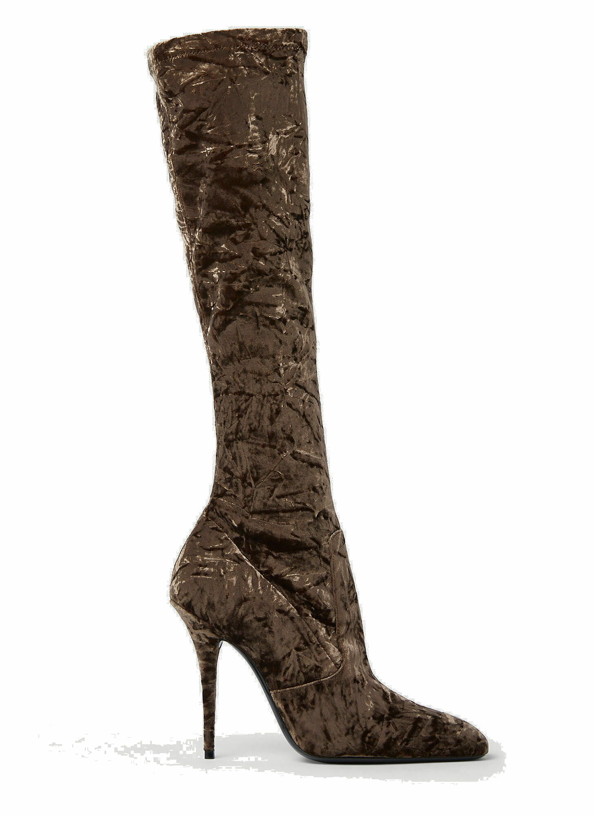 Talia Velvet Boots In Brown Saint Laurent