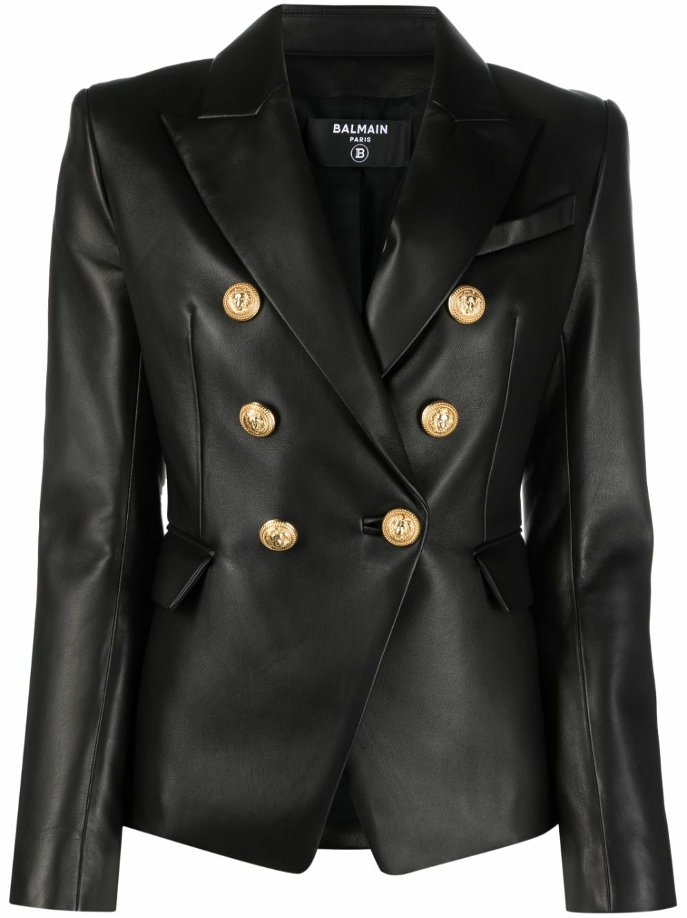 Balmain Double Breasted Leather Jacket Balmain