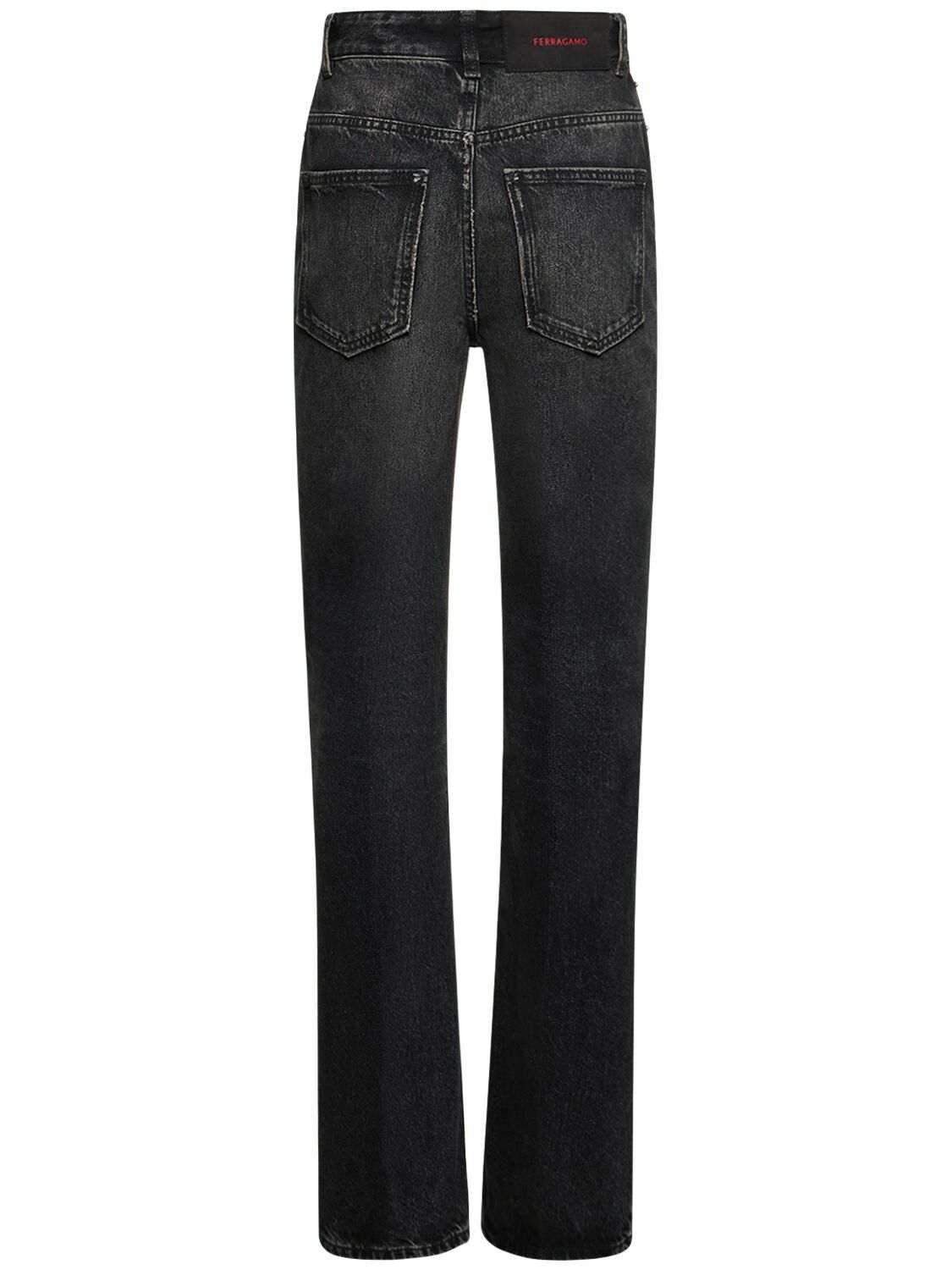 Ferragamo High Rise Denim Straight Jeans Salvatore Ferragamo