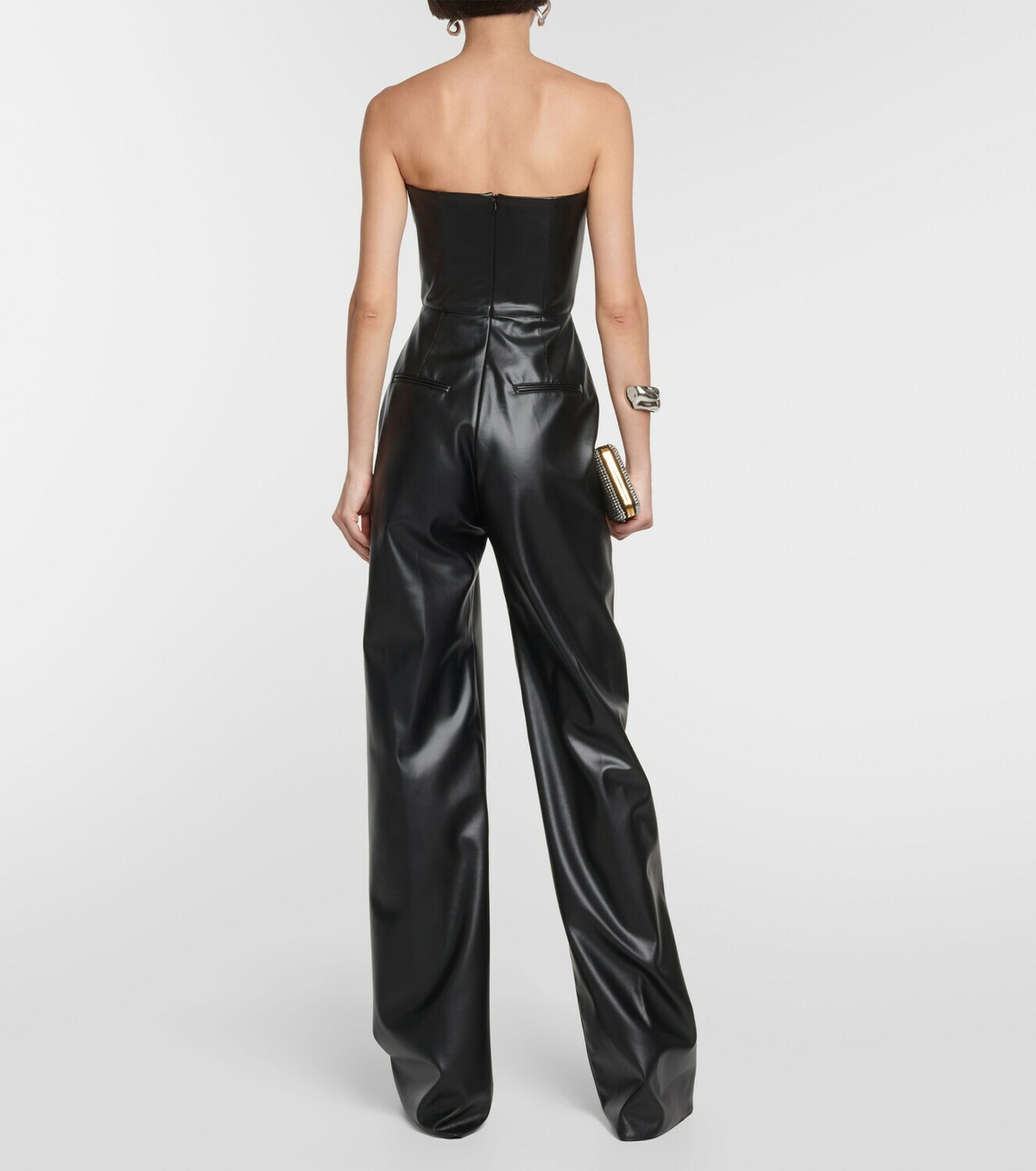 Alex Perry Strapless Faux Leather Jumpsuit Alex Perry