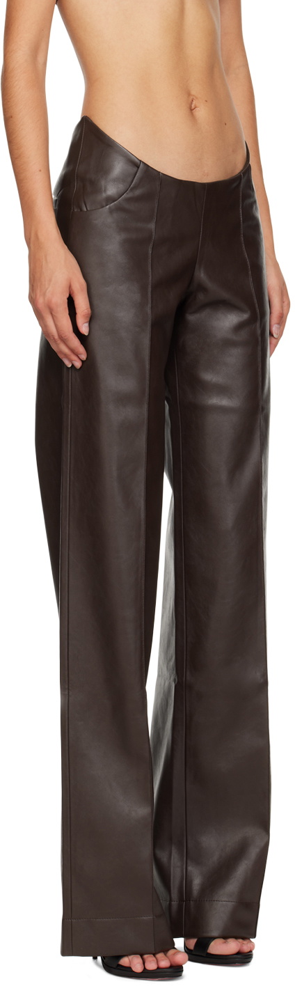 Aya Muse Brown Tolobu Faux Leather Trousers Aya Muse