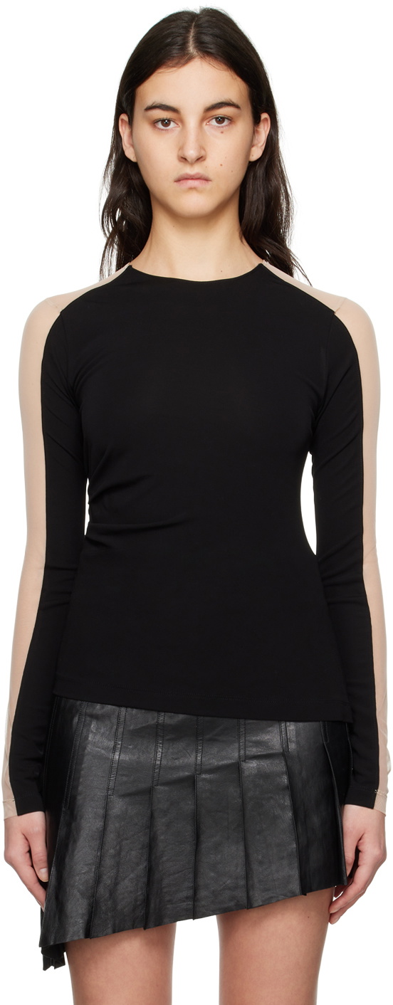 Helmut Lang Black Sheer Long Sleeve T Shirt Helmut Lang