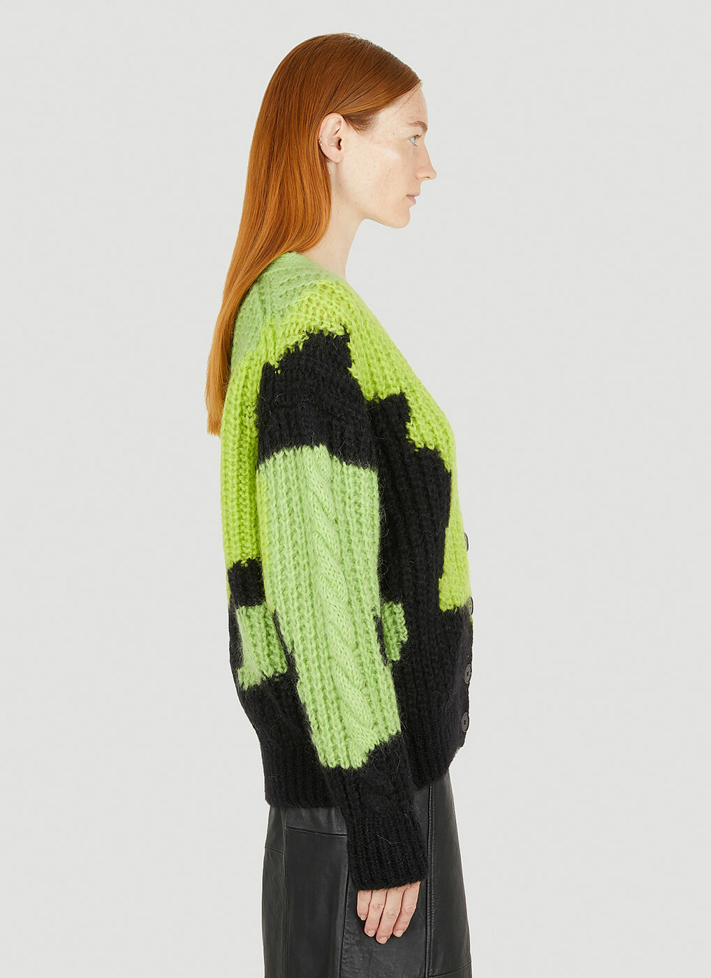 Cable Knit Cardigan In Green Alexander Mcqueen