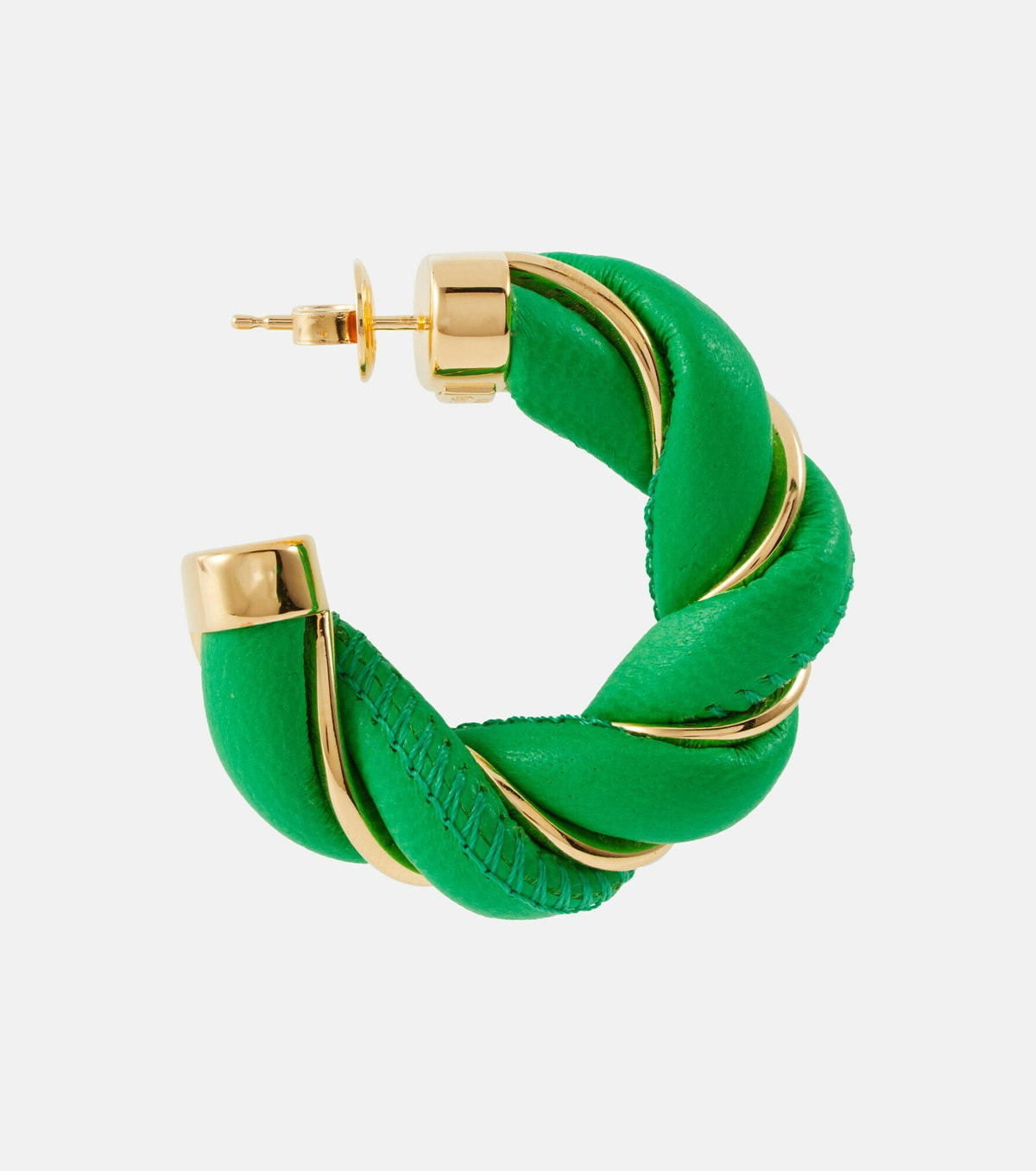 Bottega Veneta Twist Gold Plated And Leather Hoop Earrings Bottega Veneta