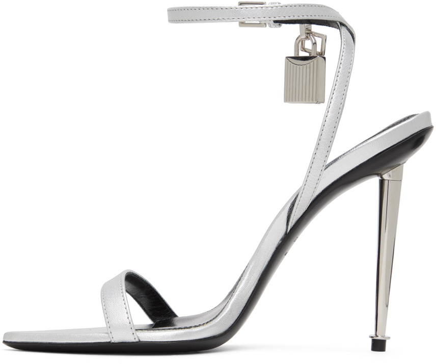 Tom Ford Silver Padlock Pointy Naked Sandals Tom Ford