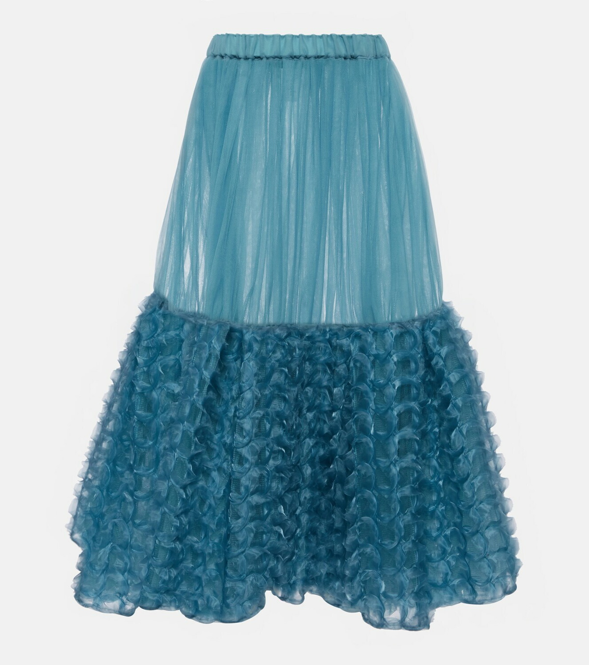 Noir Kei Ninomiya Ruffle Trimmed Tulle Midi Skirt Noir Kei Ninomiya