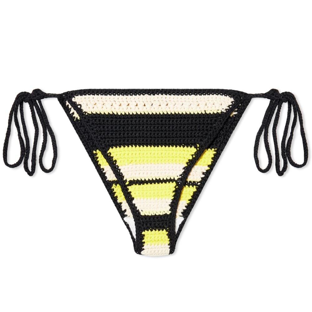 GANNI Women S Crochet String Bikini Bottom In Golden Kiwi GANNI