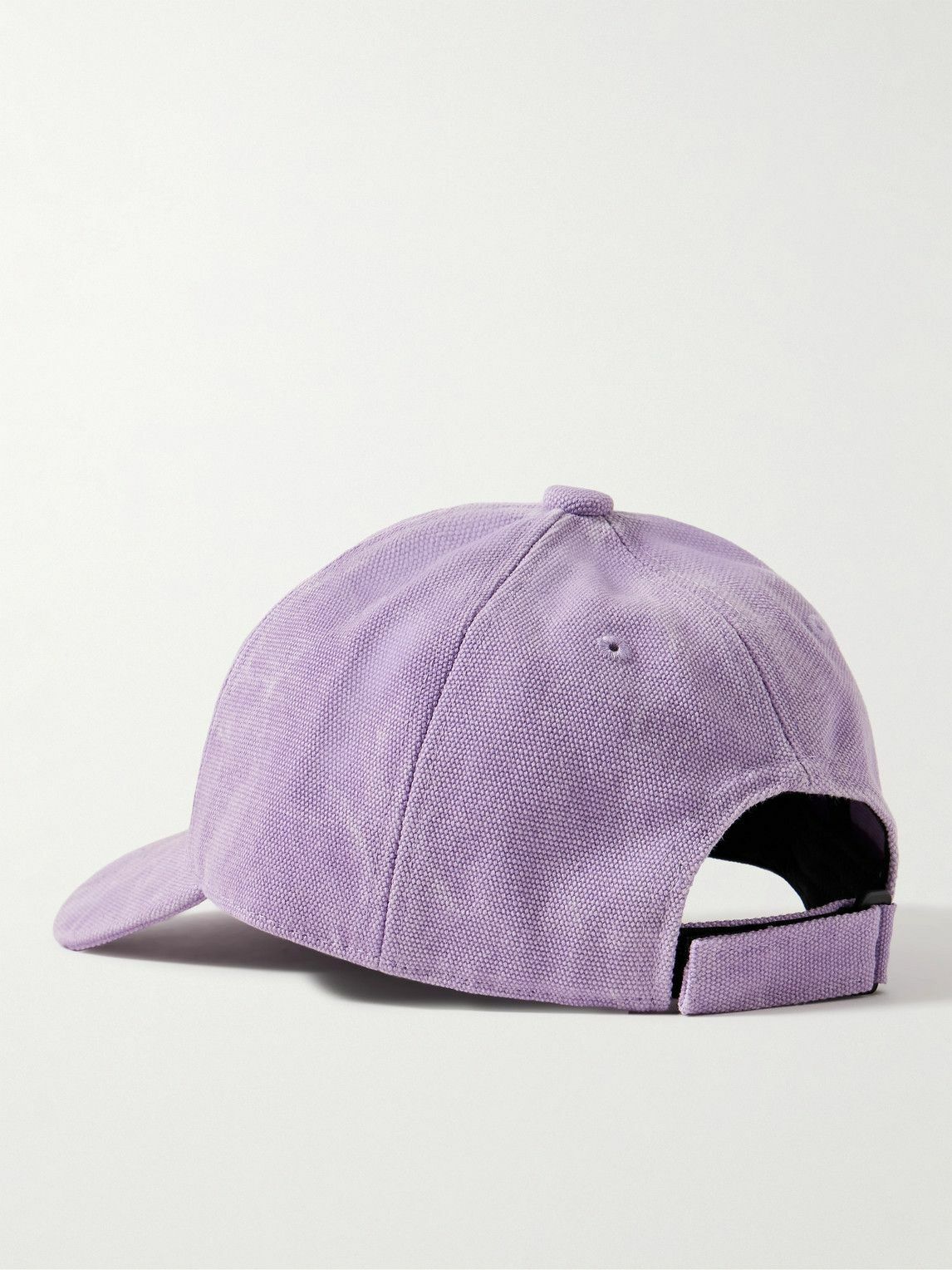 Acne Studios Leather Trimmed Distressed Cotton Canvas Baseball Cap