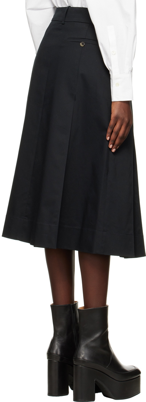 Recto Black Pleated Midi Skirt Recto