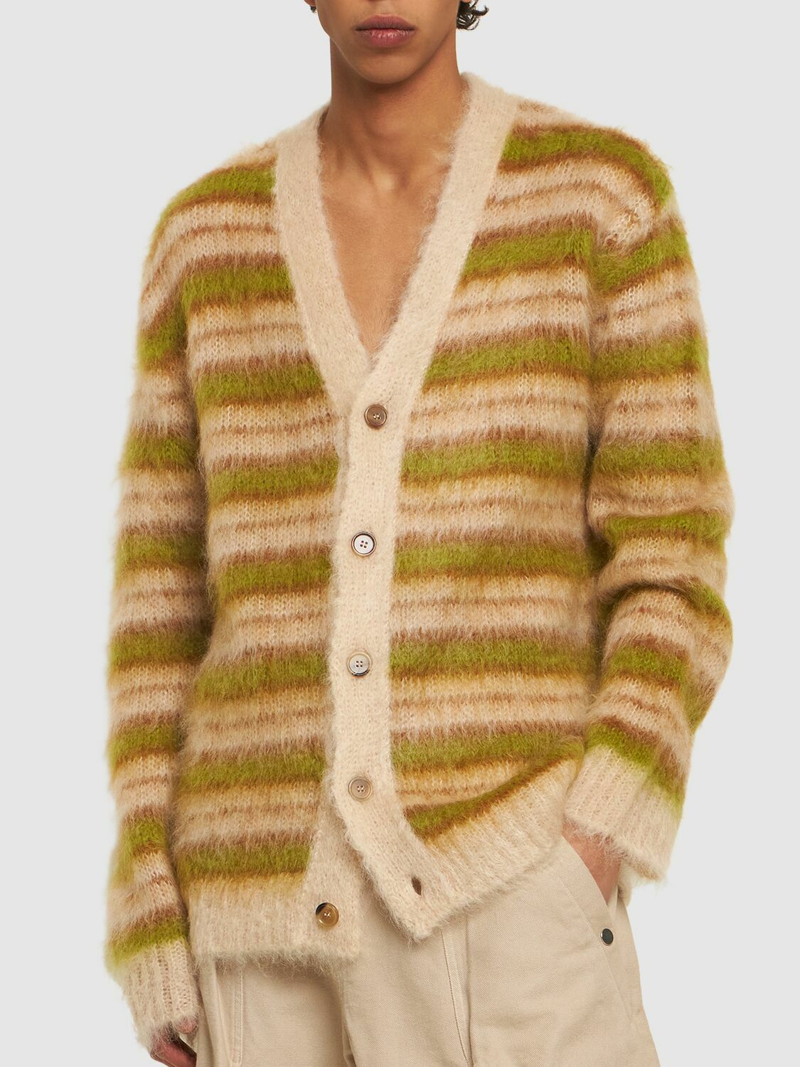 MARNI Iconic Mohair Blend Knit Cardigan Marni