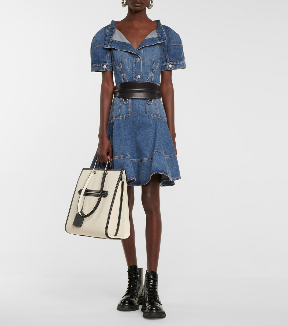 Alexander Mcqueen Denim Minidress Alexander Mcqueen