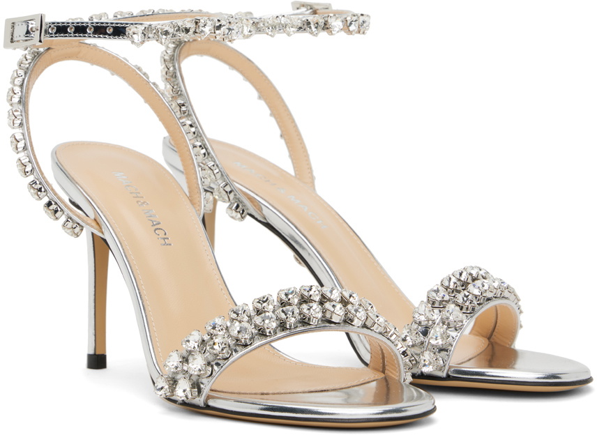 Mach Mach Silver Audrey Crystal Heeled Sandals Mach Mach