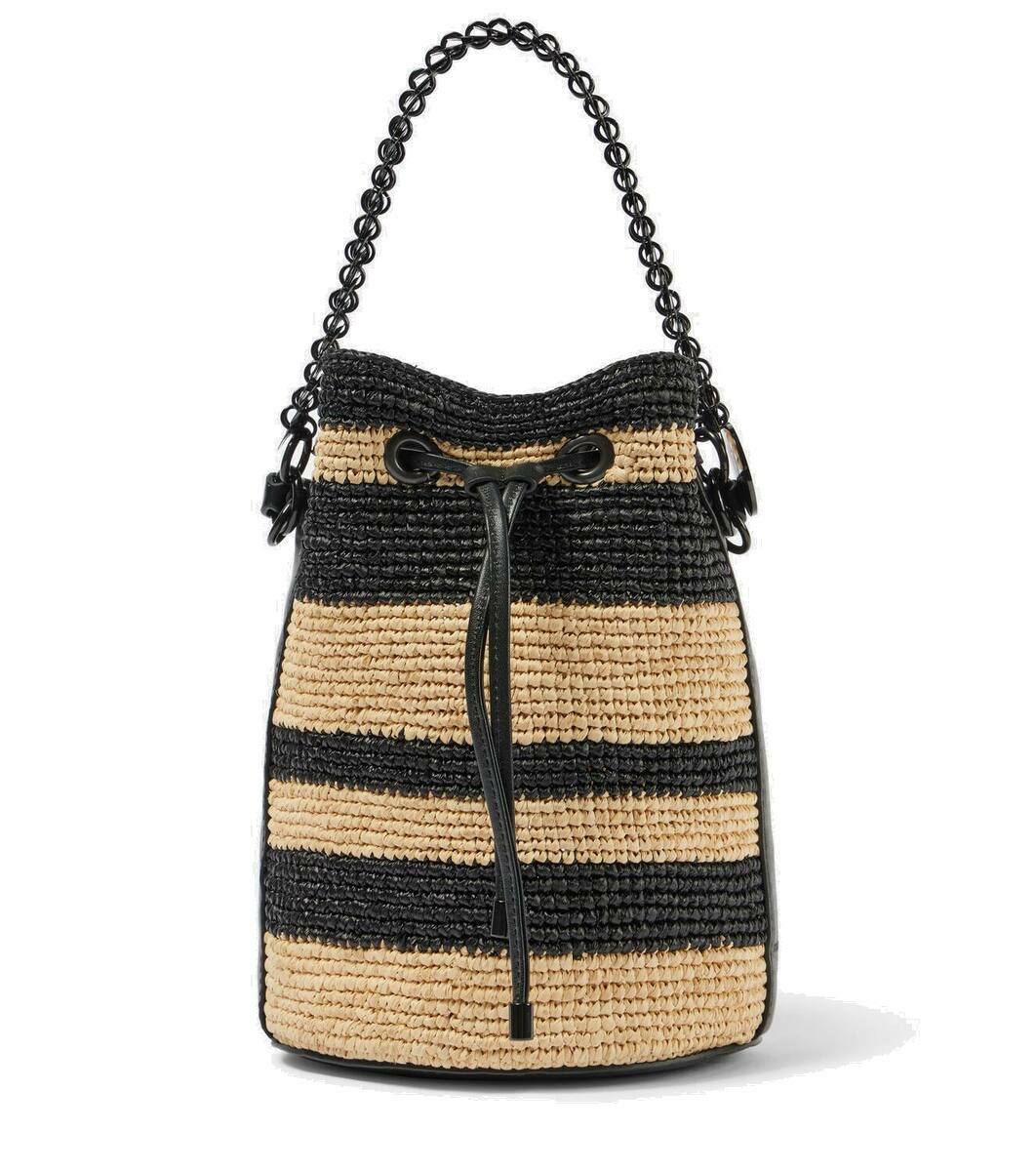 Rabanne Mini Striped Raffia Bucket Bag Paco Rabanne